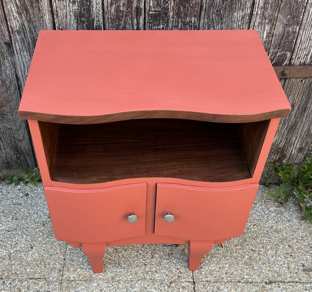 Art Deco bedside table, terracotta, 1930s/40s