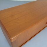 Large teak tambour sideboard from Dyrlund, Denmark, 1970s.