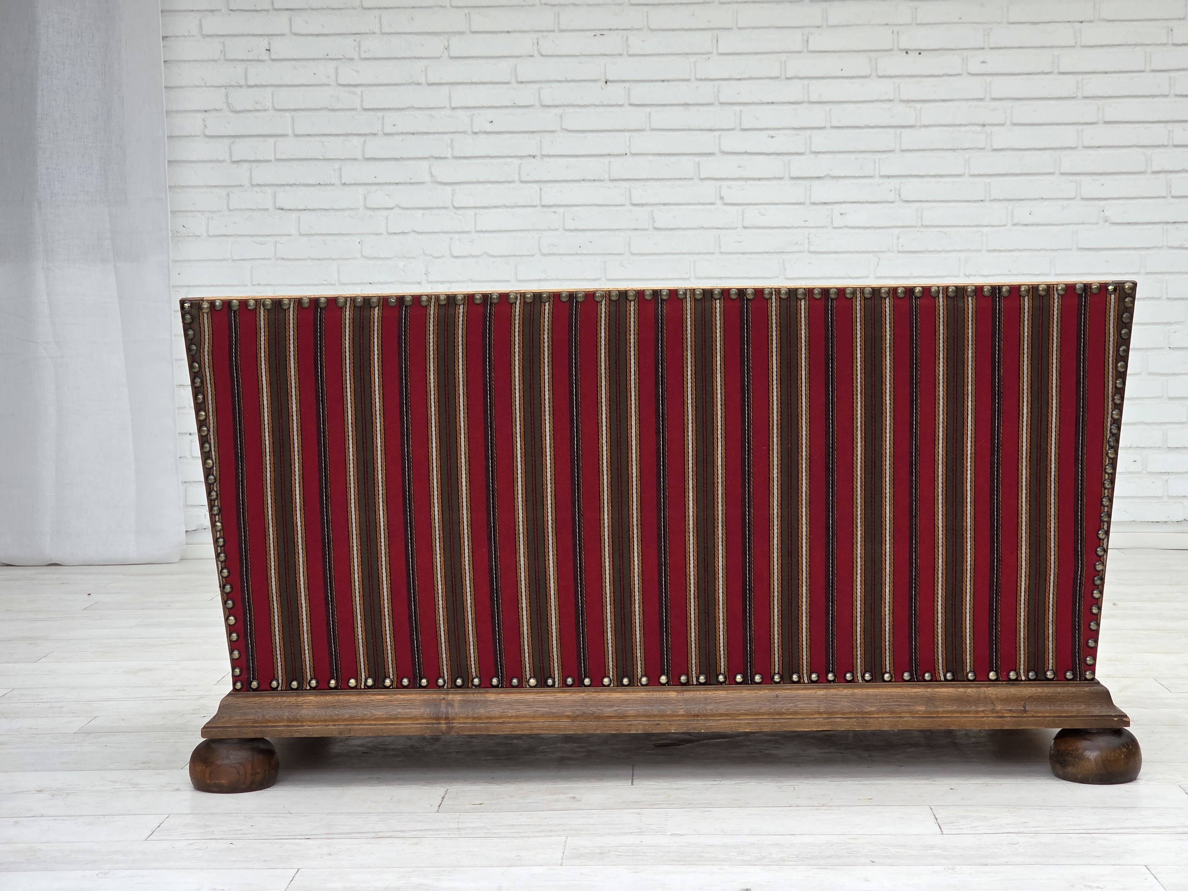 1960s, Danish 2-seater sofa, original condition, furniture wool, oak wood.