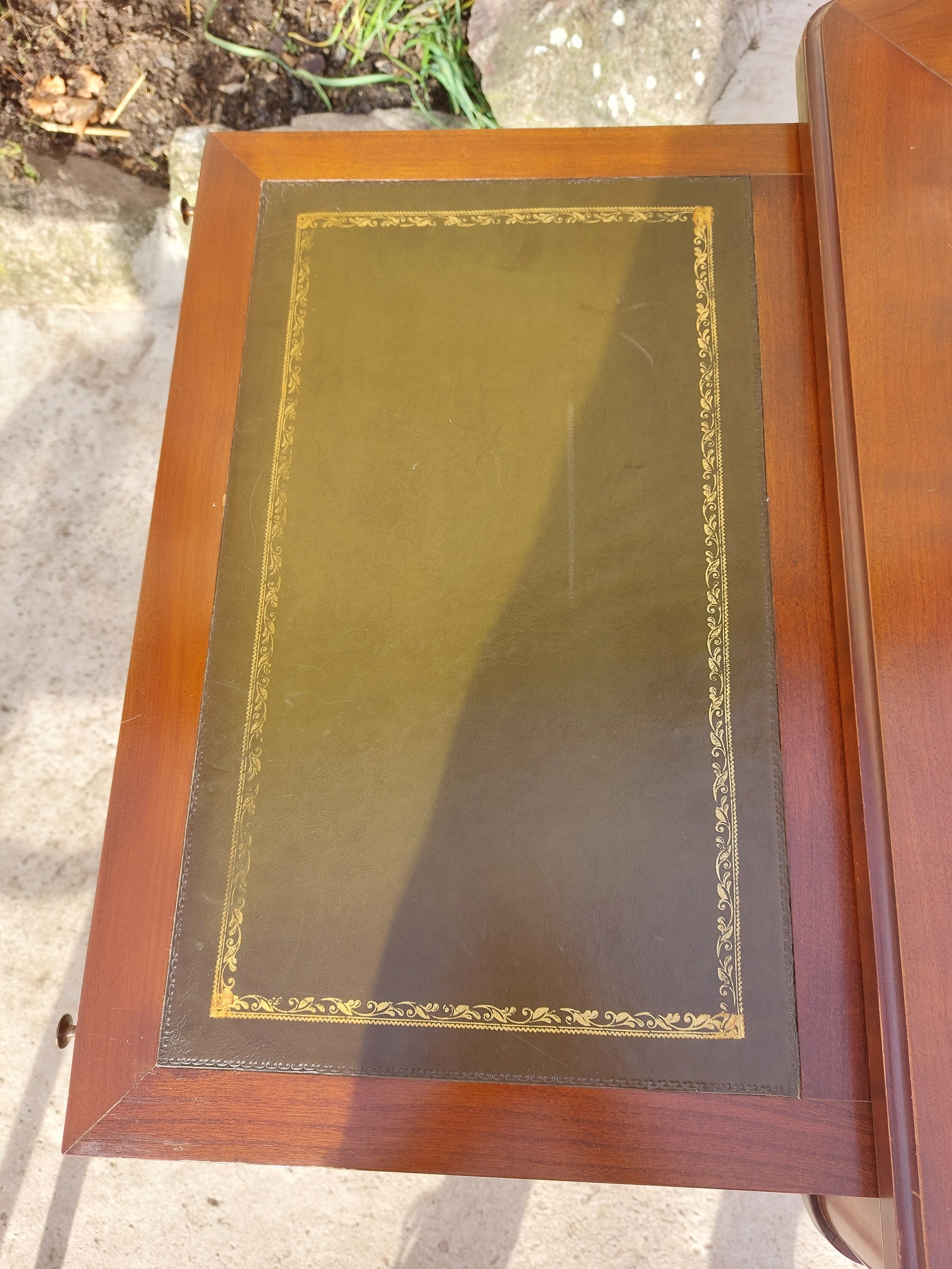 Green leather tray desk
