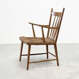 1950's dutch rattan and oak lounge / easy chair