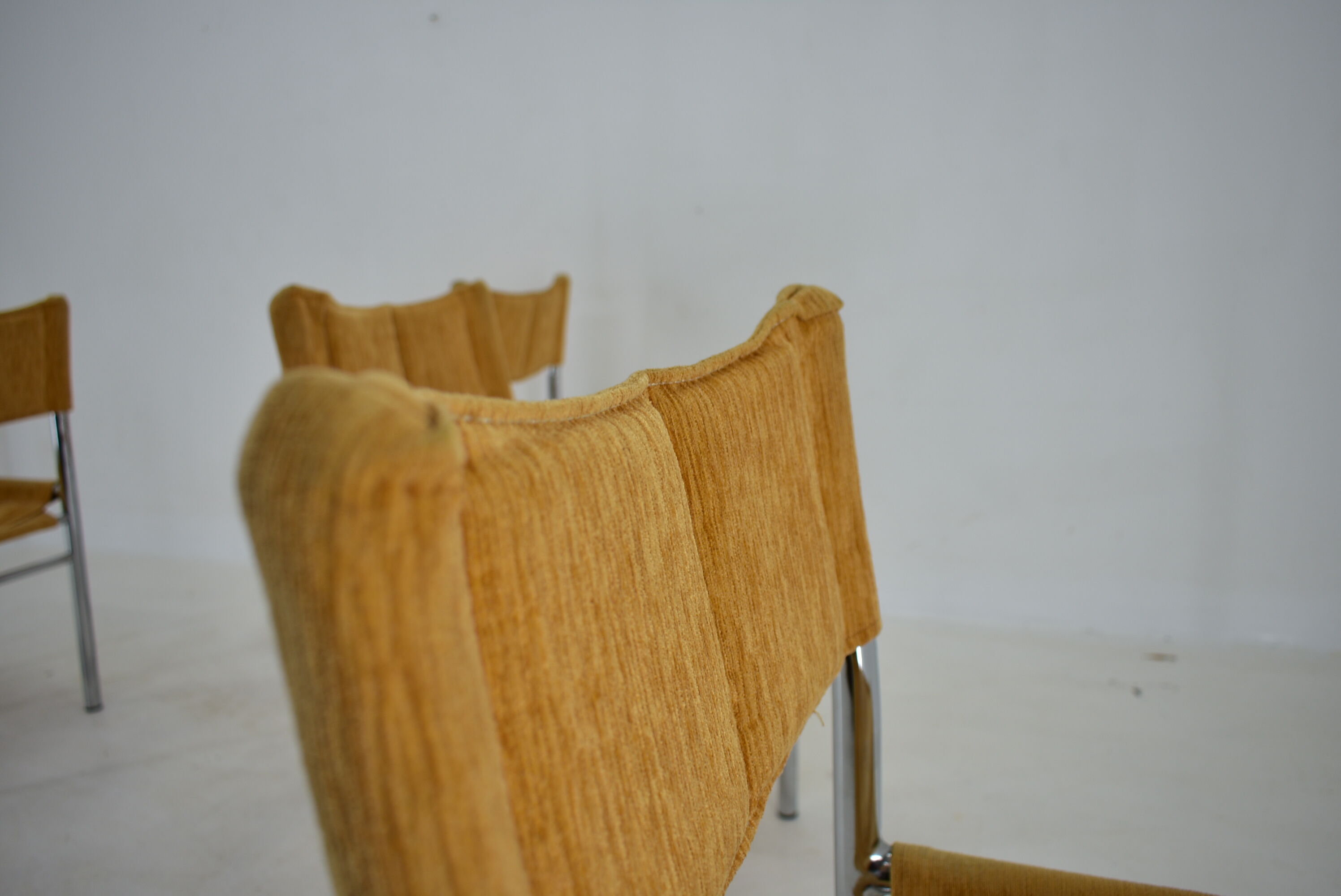 Set of four design chrome dining chairs by Viliam Chlebo, Czechoslovakia, 1980s