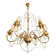 Messing doré lustre à 6 lumières lampe cristal cascade 1950-1970