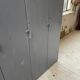 Blue patinated workshop furniture locker room