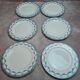 Set of 12 antique Salins "Petit Trianon" blue ironstone dinner plates.