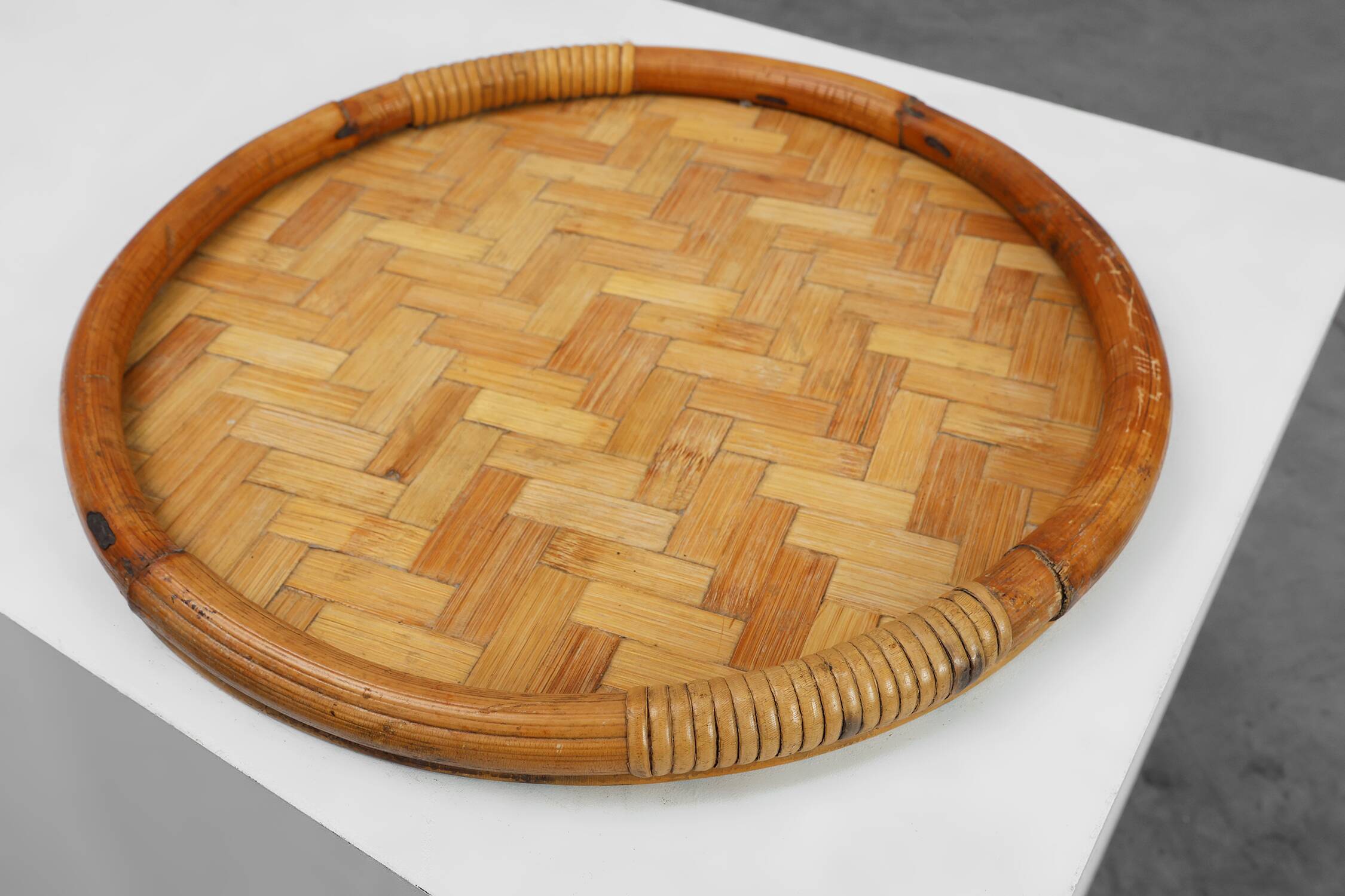 Mid-century bamboo serving tray, France 1960s