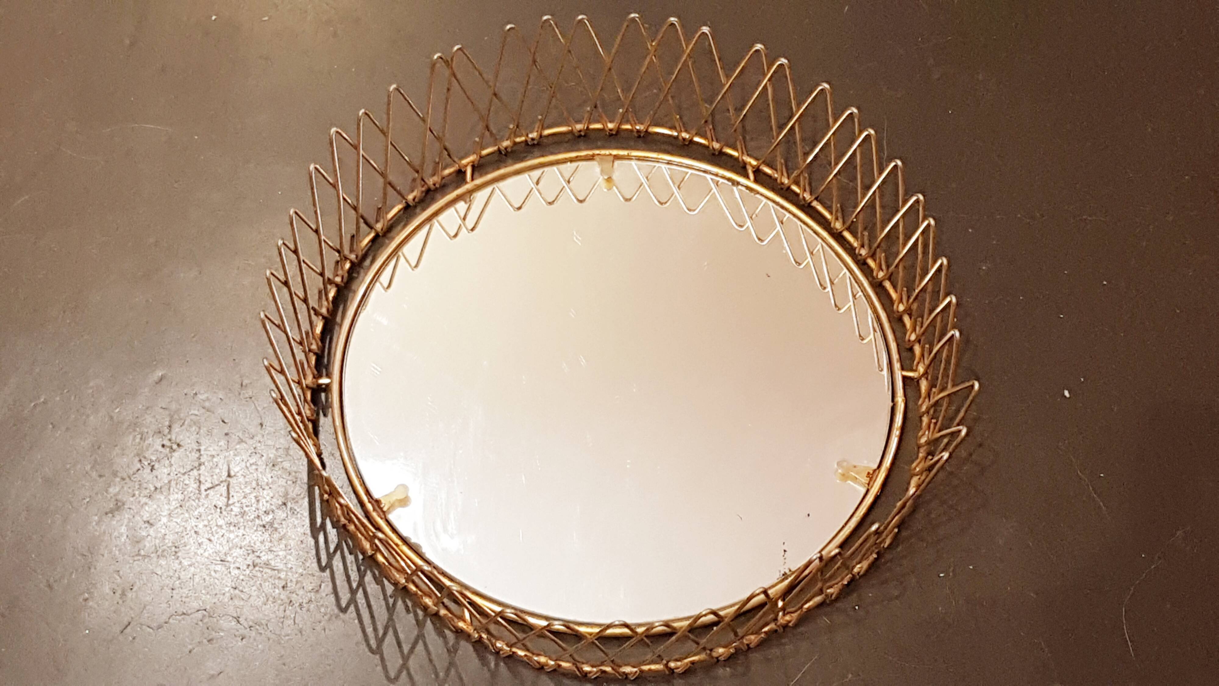 Sun mirror in golden thread 1950 31cm