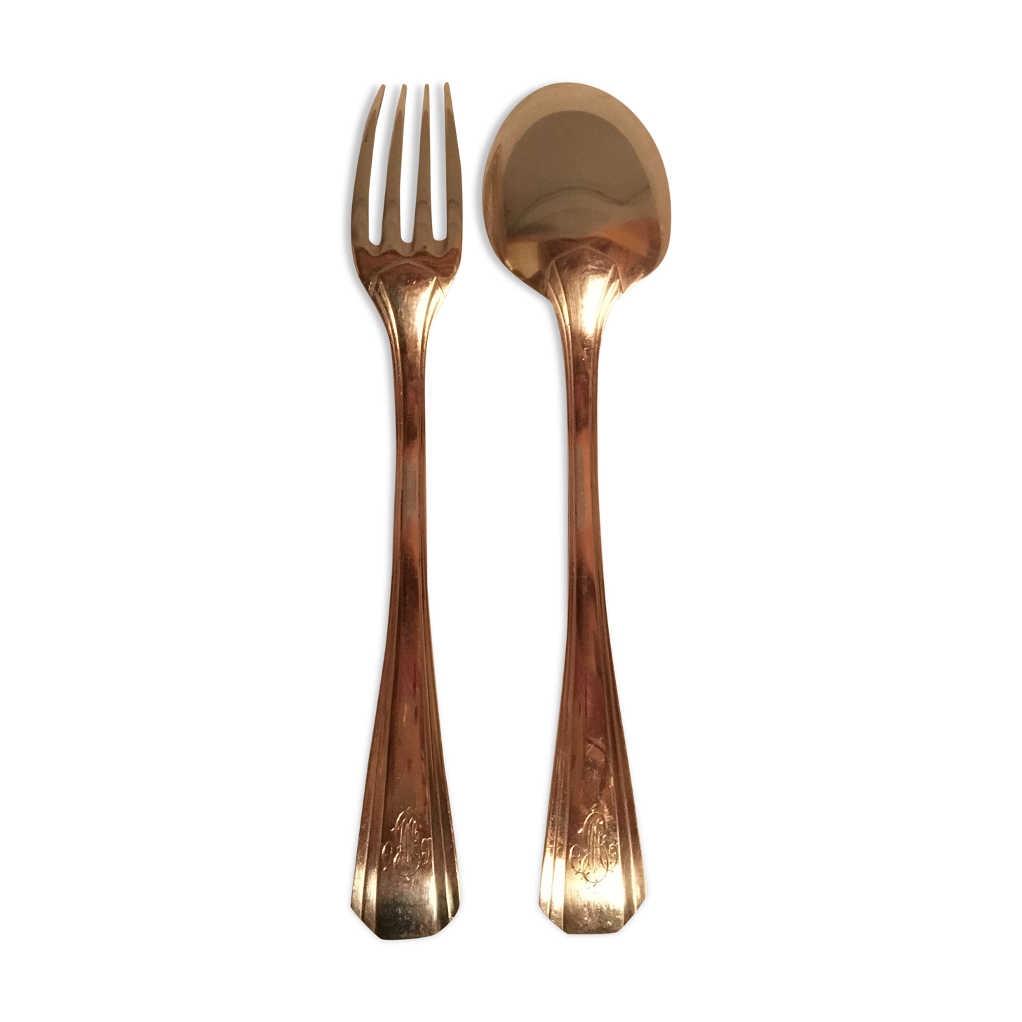 Pair of Christofle monogrammed cutlery