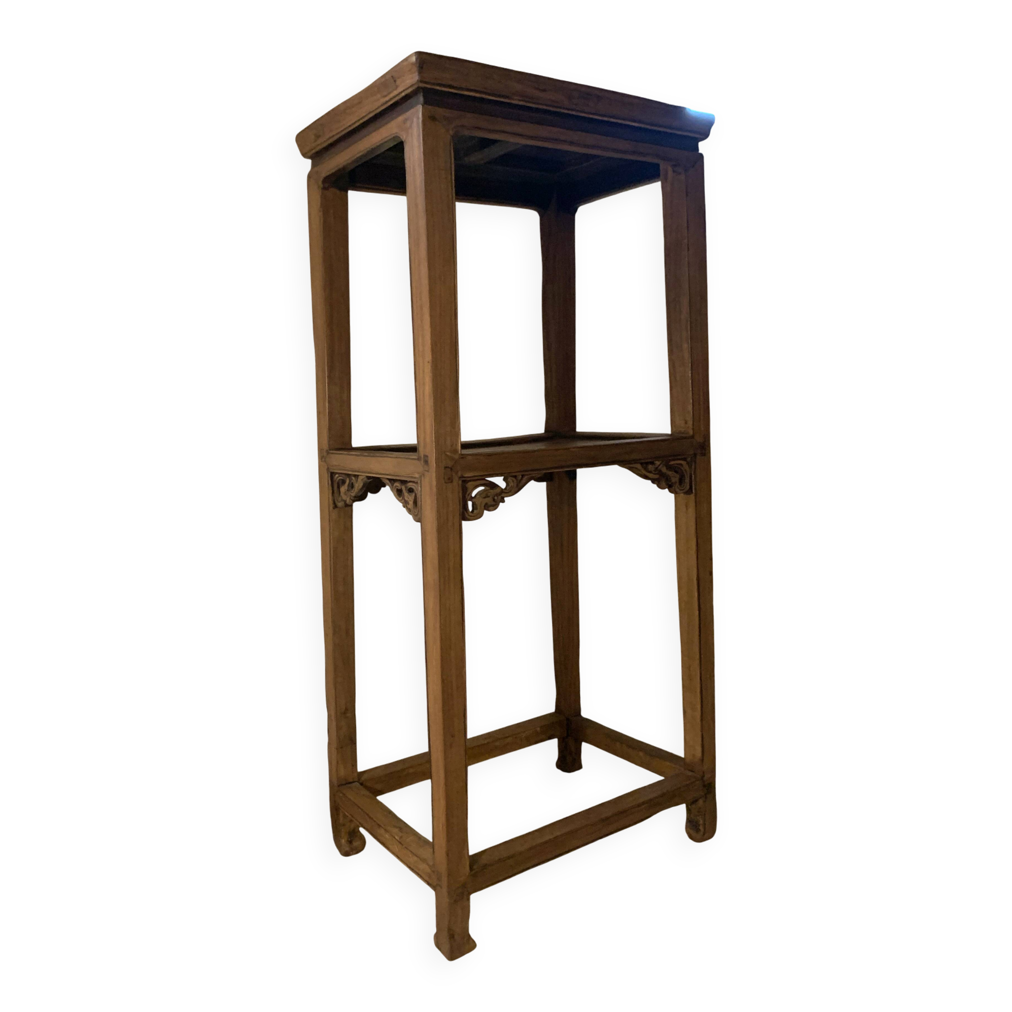 Chinese side table in Elm (Bedside or Tea stand), late 19th century.