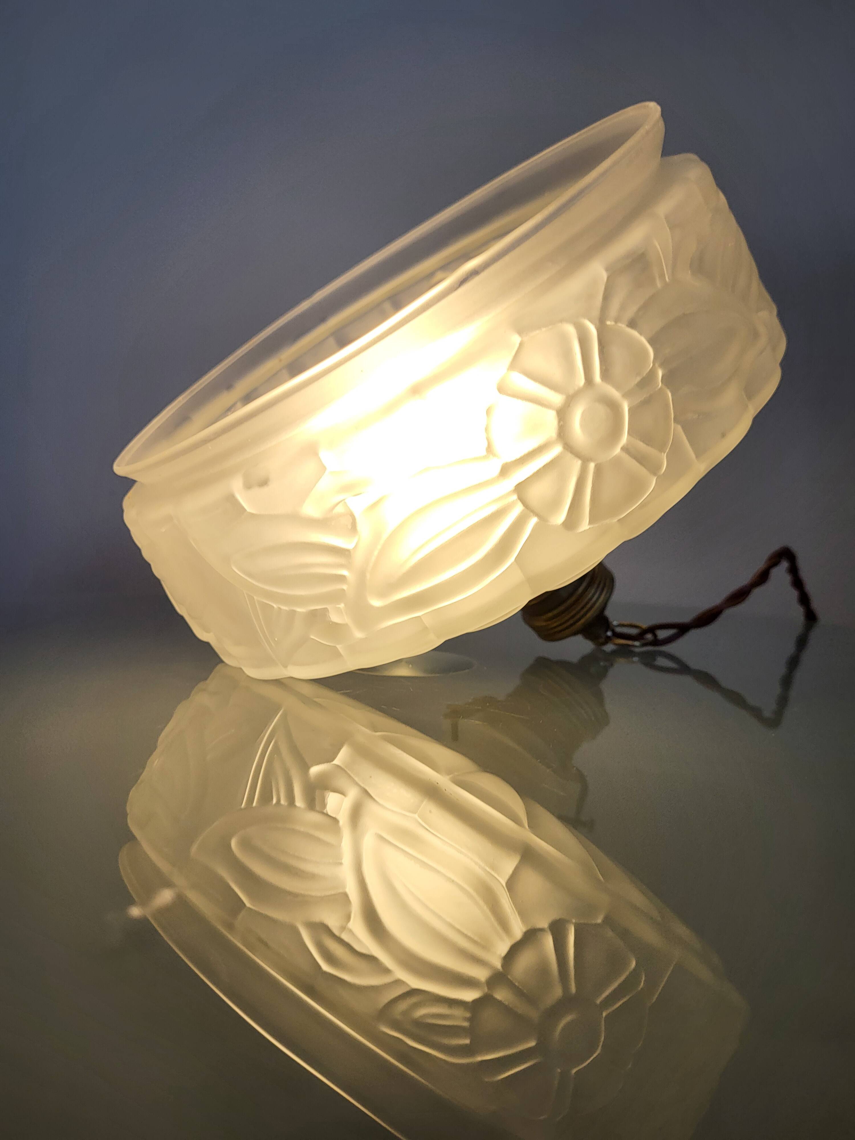 Lampe de plafond Art nouveau en persglas forgé avec décor floral, Frankrijk