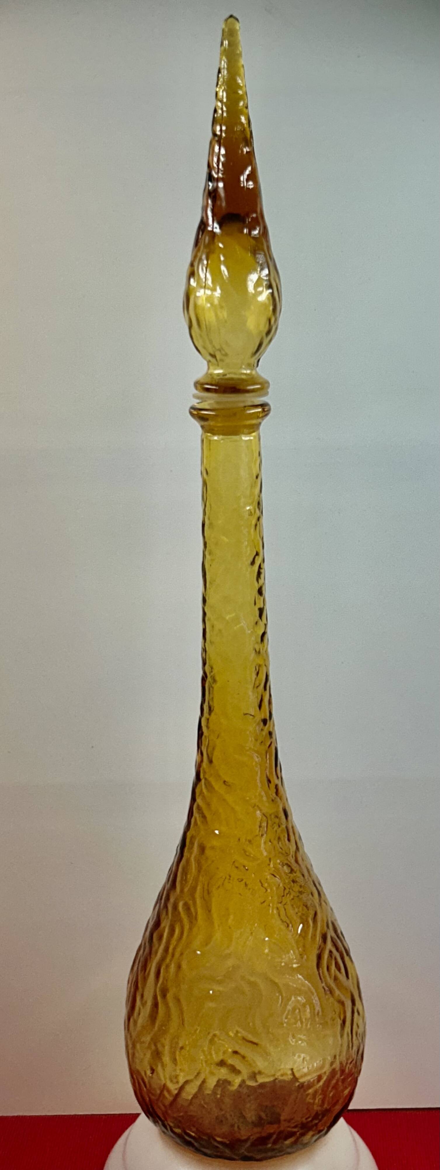 Large cathedral glass bottle circa 1970, probably Italy? 56 cm