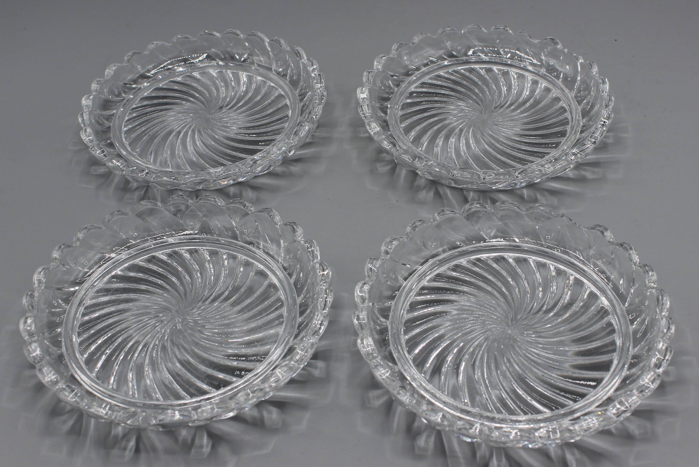 Lot of 4 old baccarat bottle coasters, twisted bamboo model