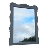 Antique Louis XV style mirror in solid oak with grey patina, 131cm.