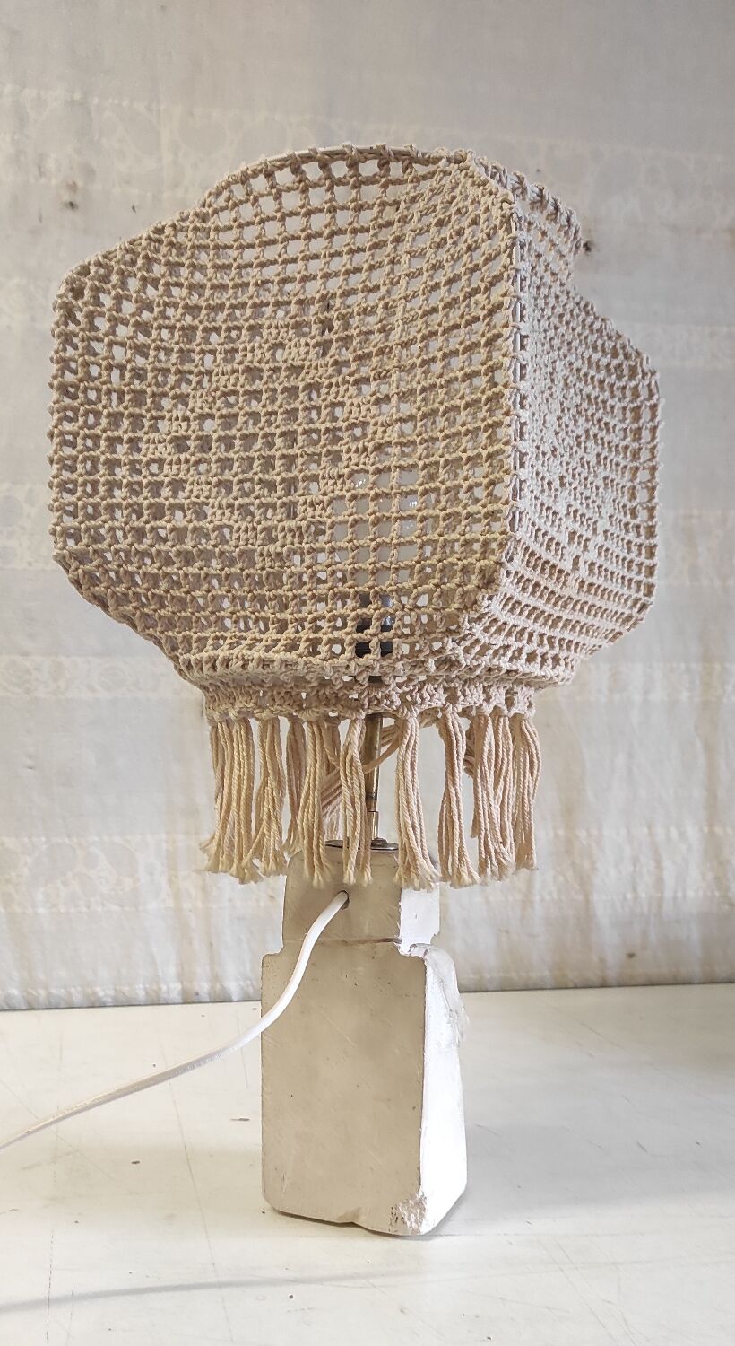 Table lamp statuette in limestone - mid 20th century