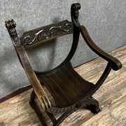 Dagobert Renaissance style armchair in solid wood, 19th century, circa 1850