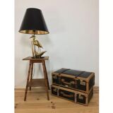Table d'appoint bambou bois sculpté 1960 sellette