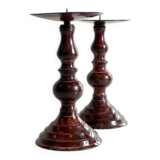 BOUGEOIRS Vintage Patinated Metal Candle Holders