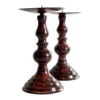 BOUGEOIRS Vintage Patinated Metal Candle Holders