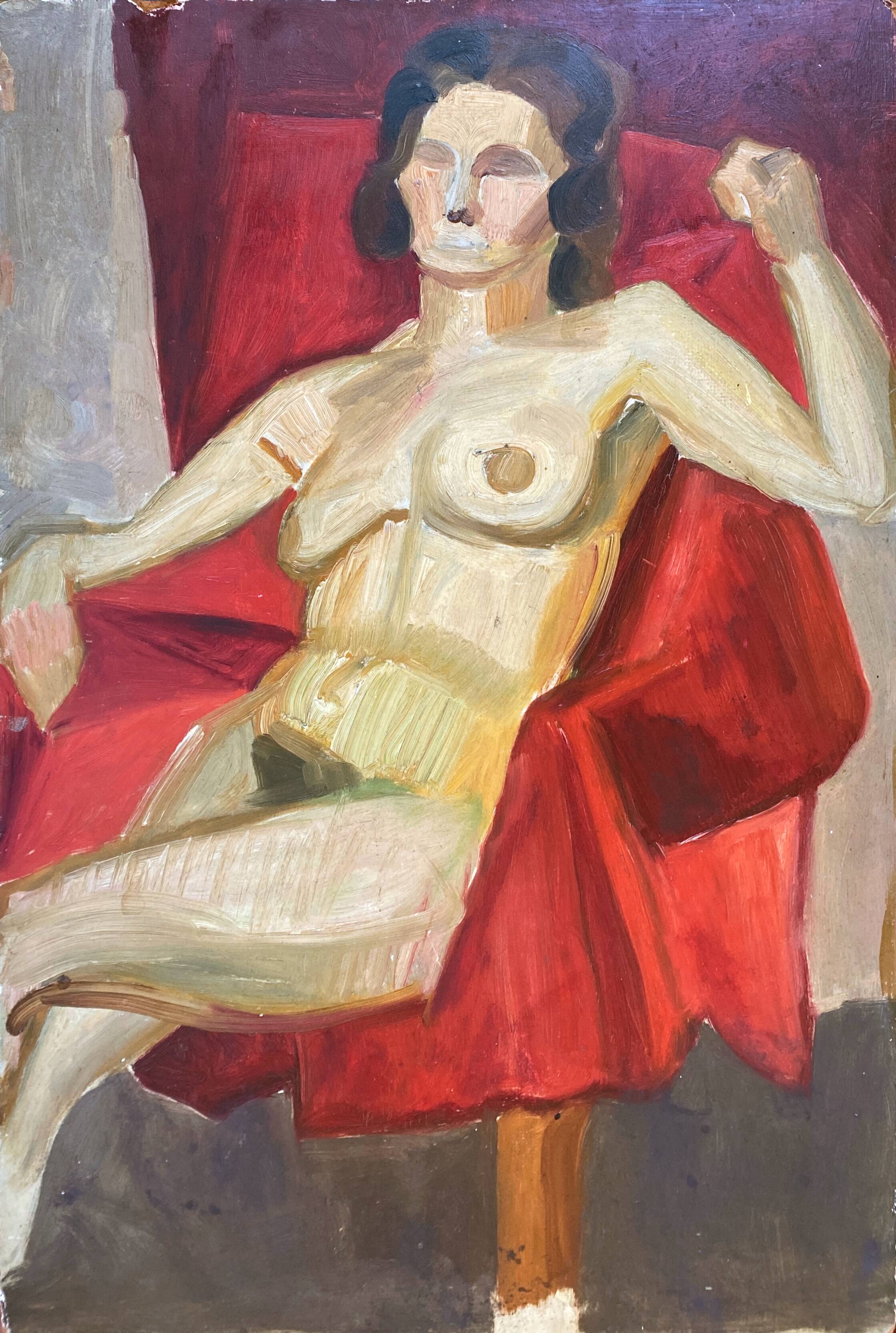 HSP Painting "Nude in the Red Chair" Model Post Cubist Workshop