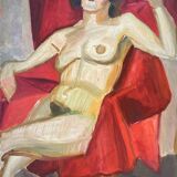 HSP Painting "Nude in the Red Chair" Model Post Cubist Workshop
