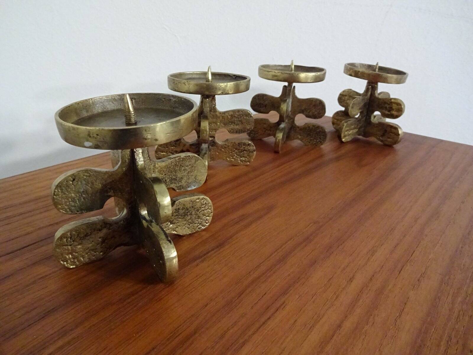 Italian Brutalist Candle Holders by Giuseppe Gallo for Gallo, 1960s, Set of 2