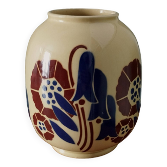 Vase rond Art Deco Galeries Lafayette faïence de Luneville.