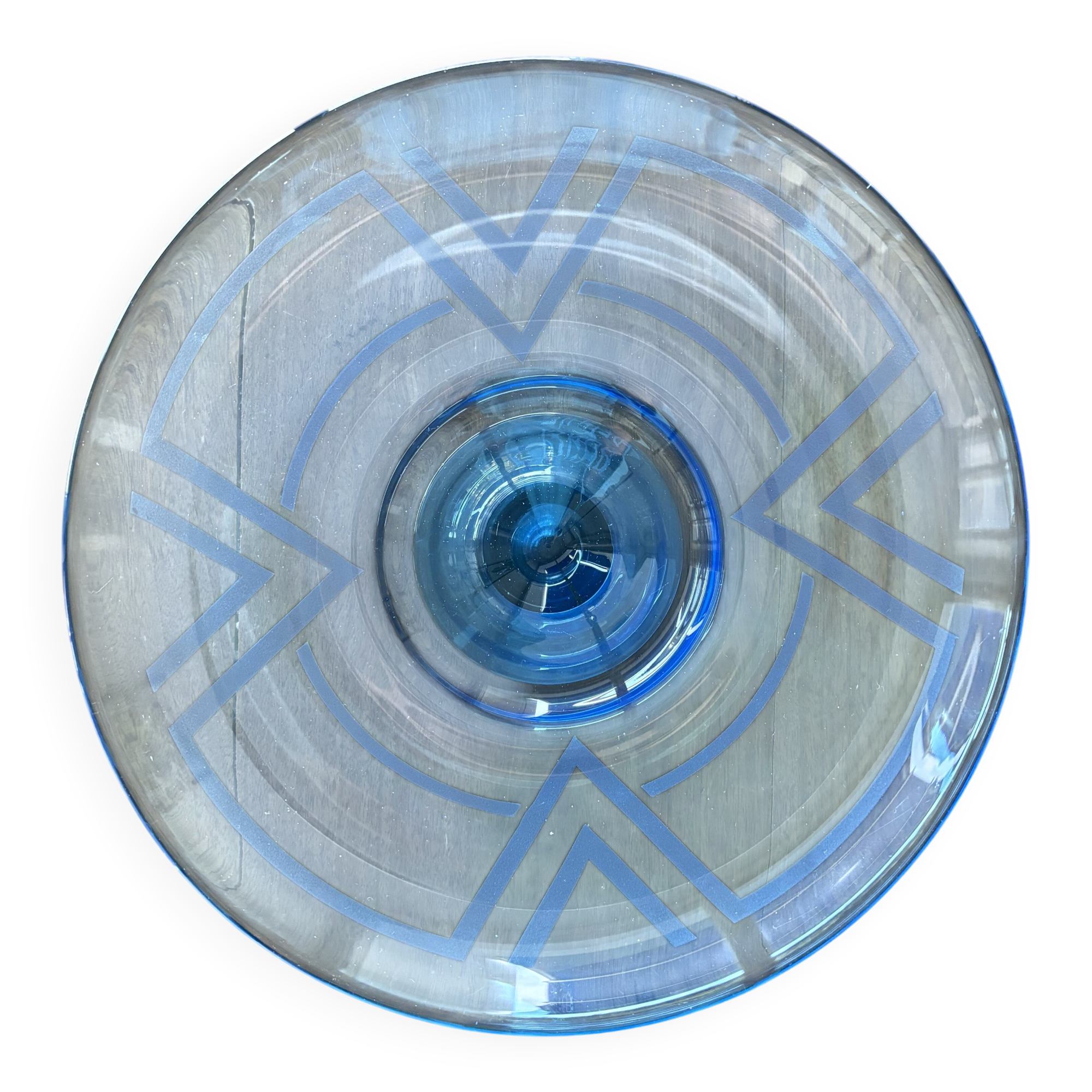 Beautiful large glass bowl signed André Delatte - Nancy