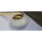 3 brass arm with oval spheres ceiling lamp