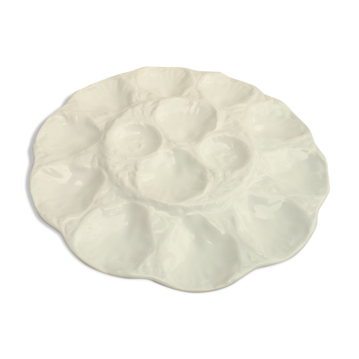 White Gien earthenware oyster dish