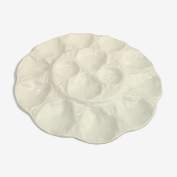 White Gien earthenware oyster dish