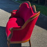 Louis XV style canapé in moulded wood – red velvet fabric – 19th century