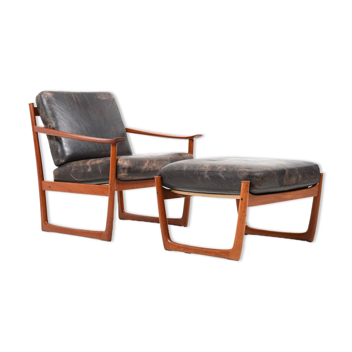 Danish armchair and ottoman by Peter Hvidt & Orla MolgaardNielsen