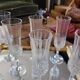 7 cut glass champagne flutes – faceted design