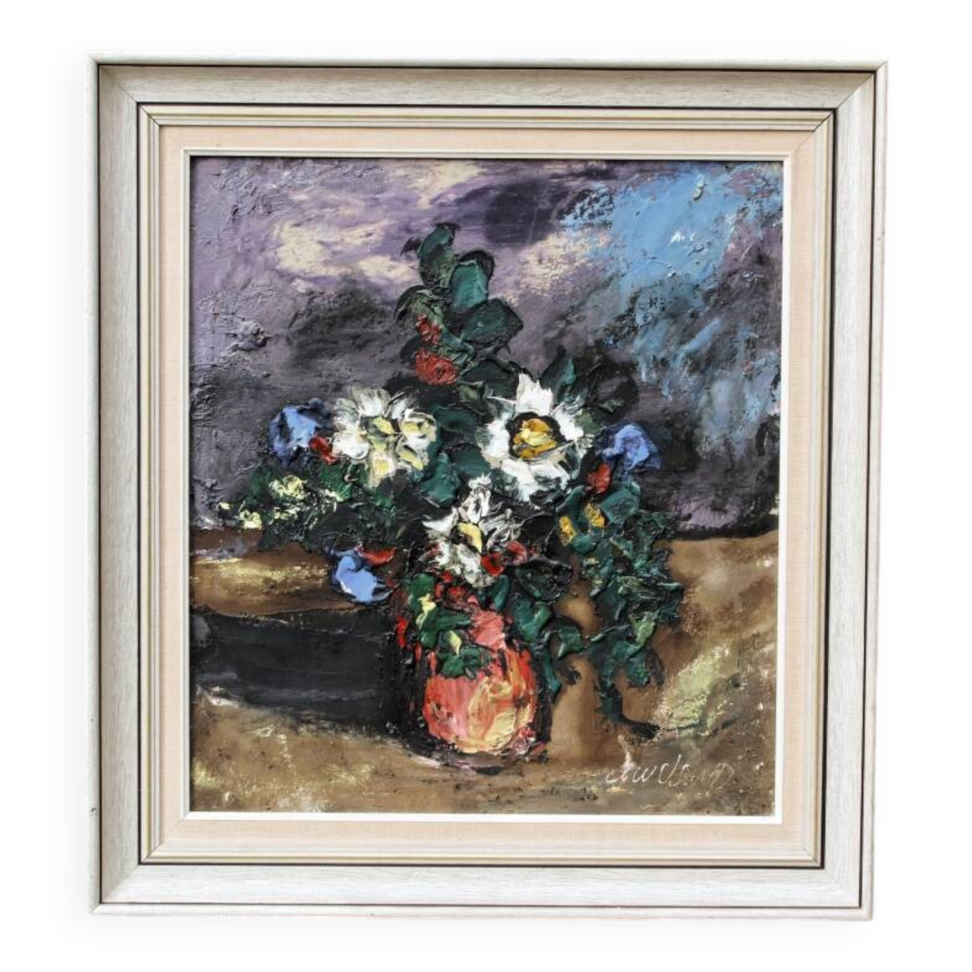 Oil on canvas, bouquet of flowers, signed.