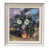 Oil on canvas, bouquet of flowers, signed.