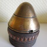 Ancien encrier de poilu - 1914/1918 - Artisanat de tranchées - Laiton, cuivre - Pièce de collection