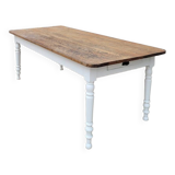 Rustic oak bistro farm table with louis philippe legs - 2m