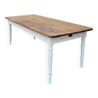 Rustic oak bistro farm table with louis philippe legs - 2m