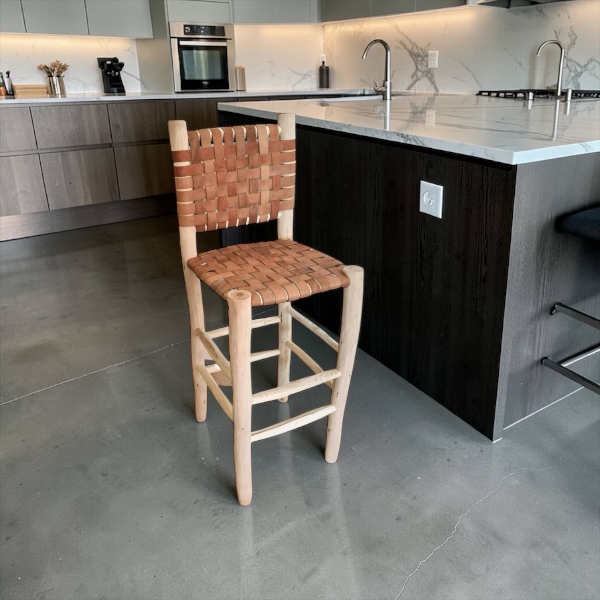 Natural leather bar stool