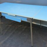 Table Formica MDJ 1960 Blue and Chrome