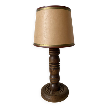 Lampe pied en bois tourné , années 30-40