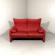 Vico Magistretti red leather Maralunga sofa Cassina