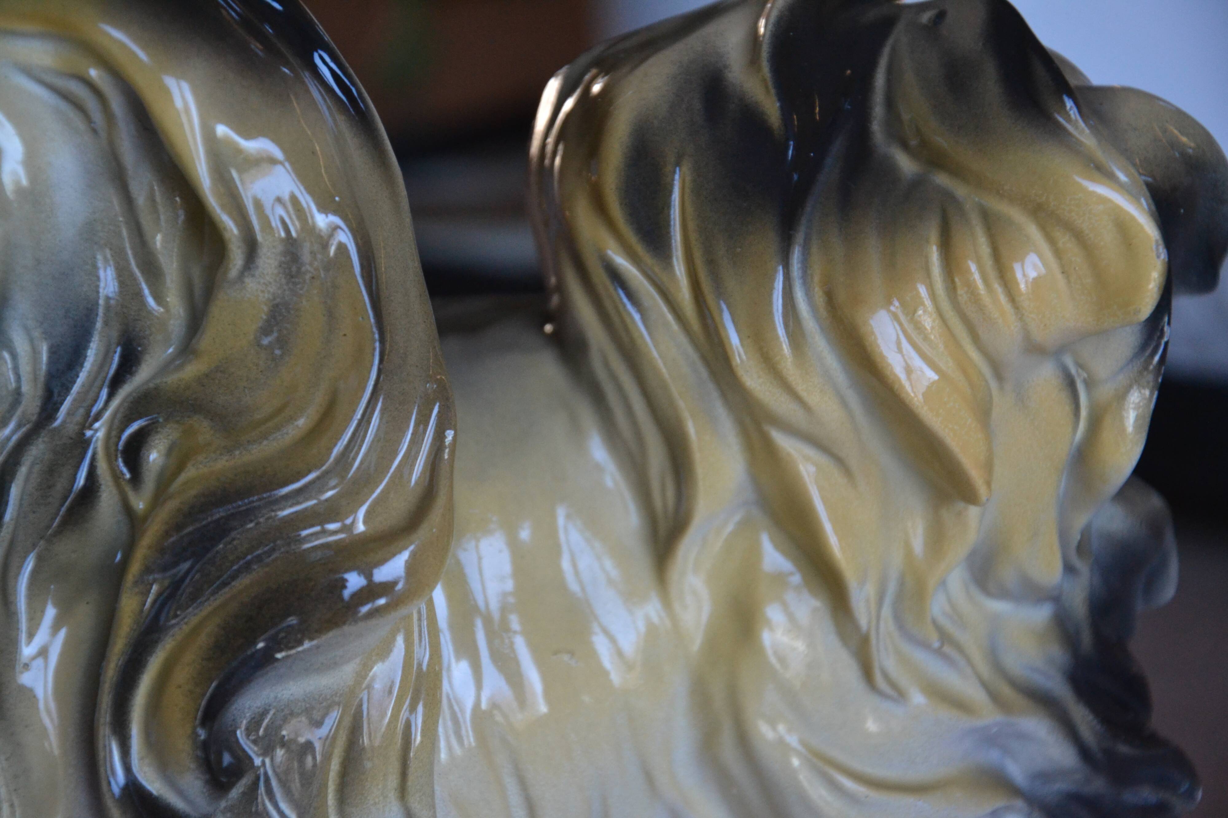 Ceramic dog sculpture from the 1940s-50s.