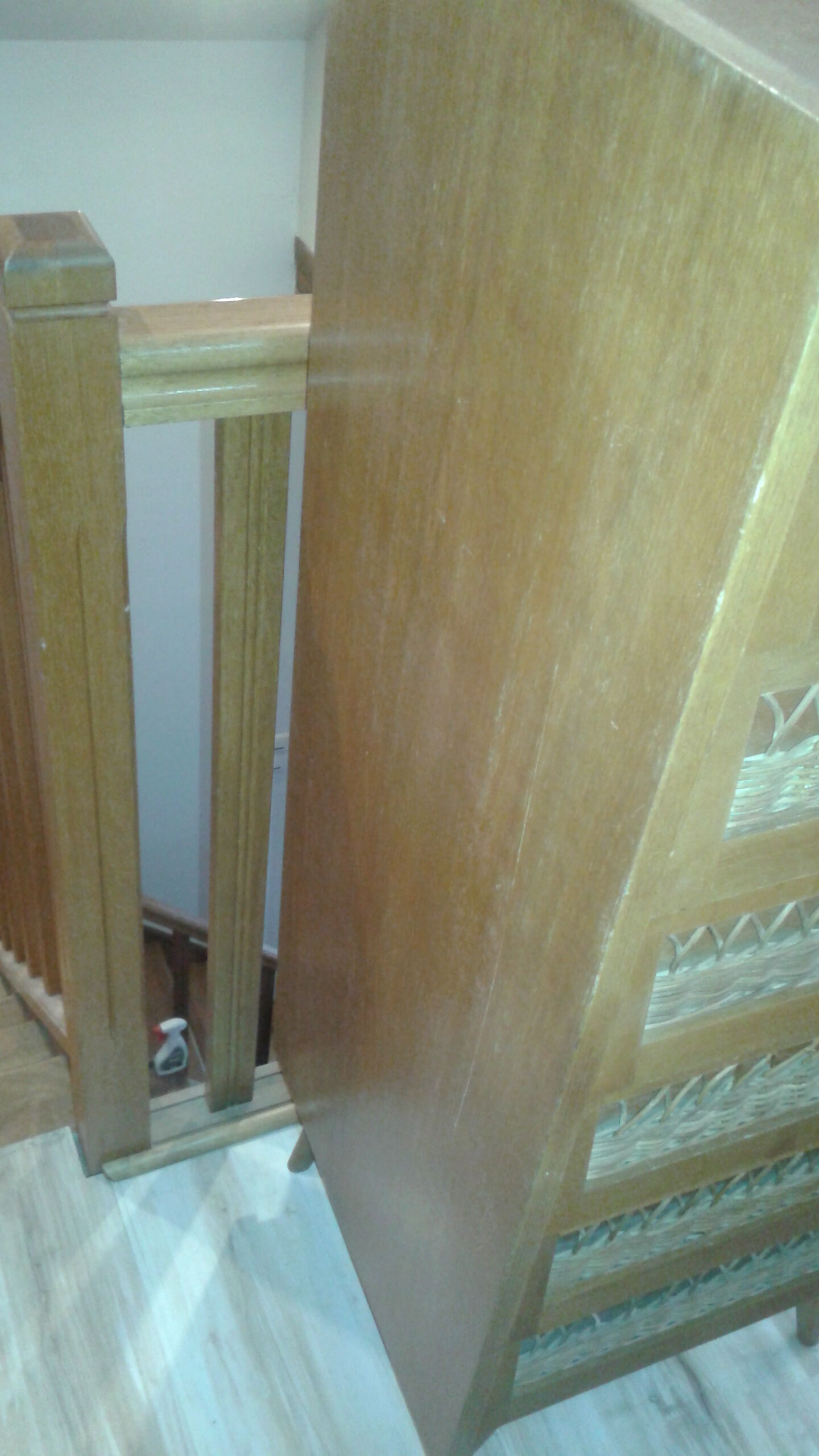 Dresser chest of drawers vintage wood and wicker feet compass