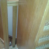 Dresser chest of drawers vintage wood and wicker feet compass