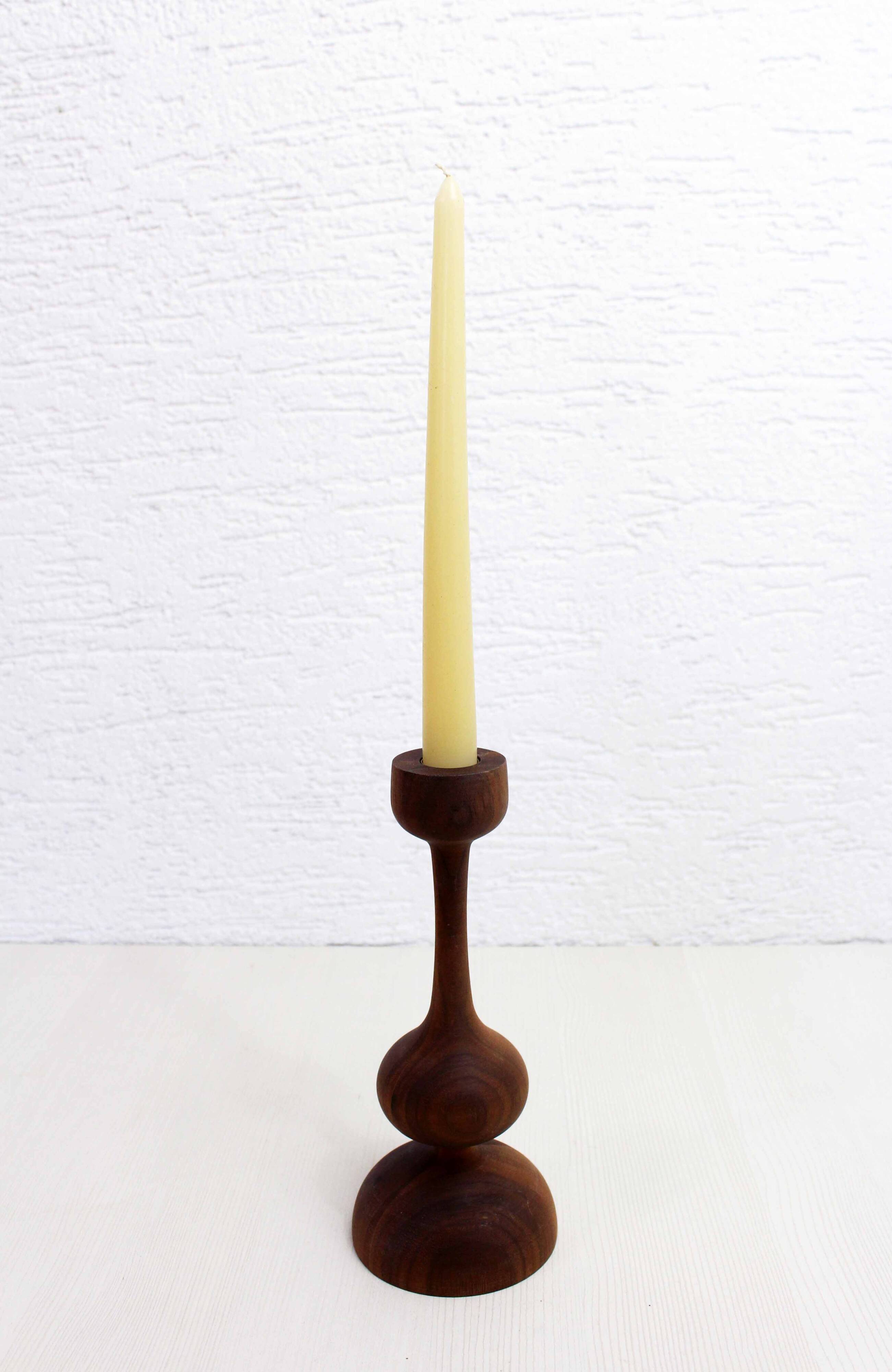 Scandinavian teak candle holder