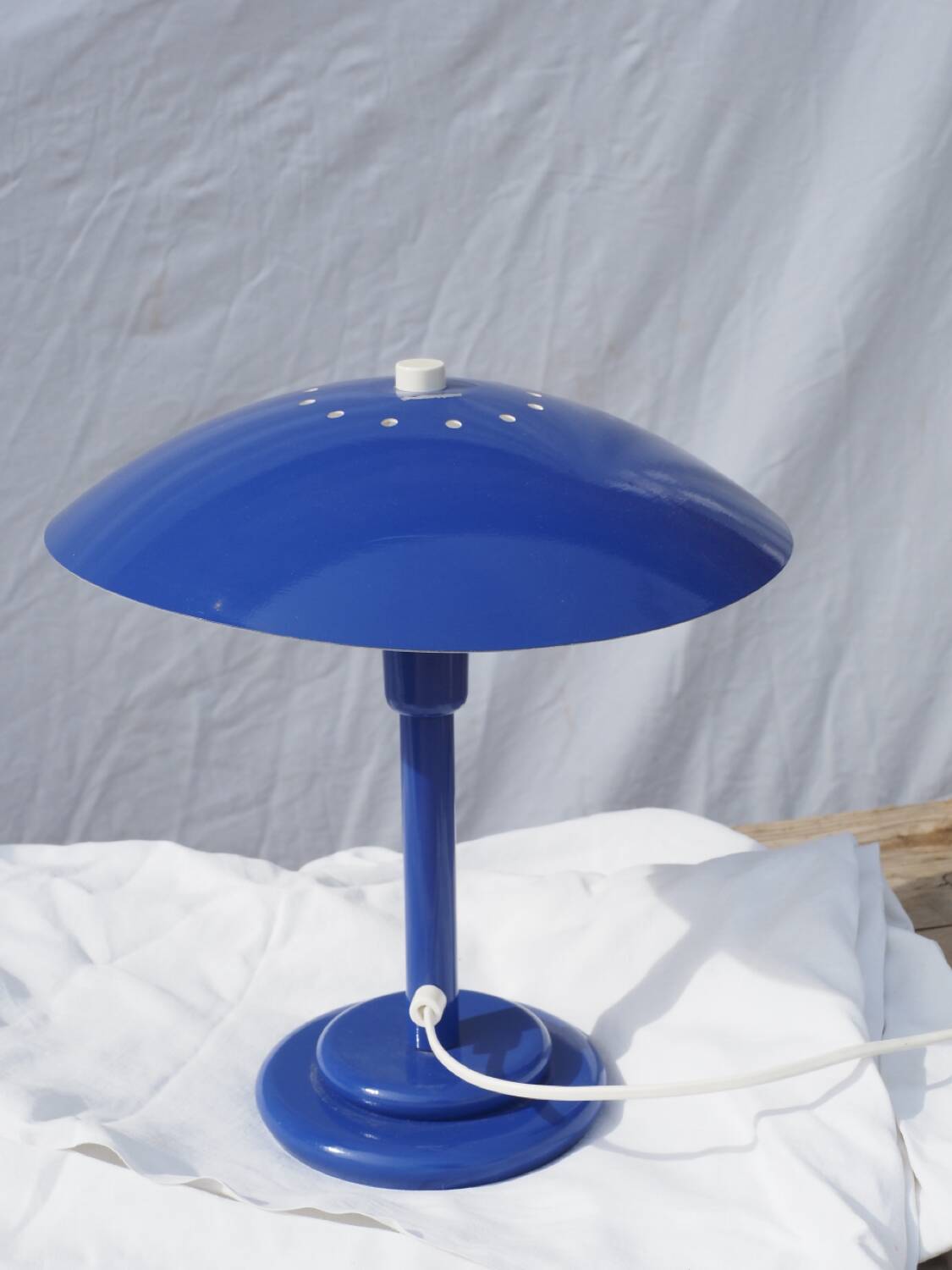 Blue table lamp Aluminor 1960-70