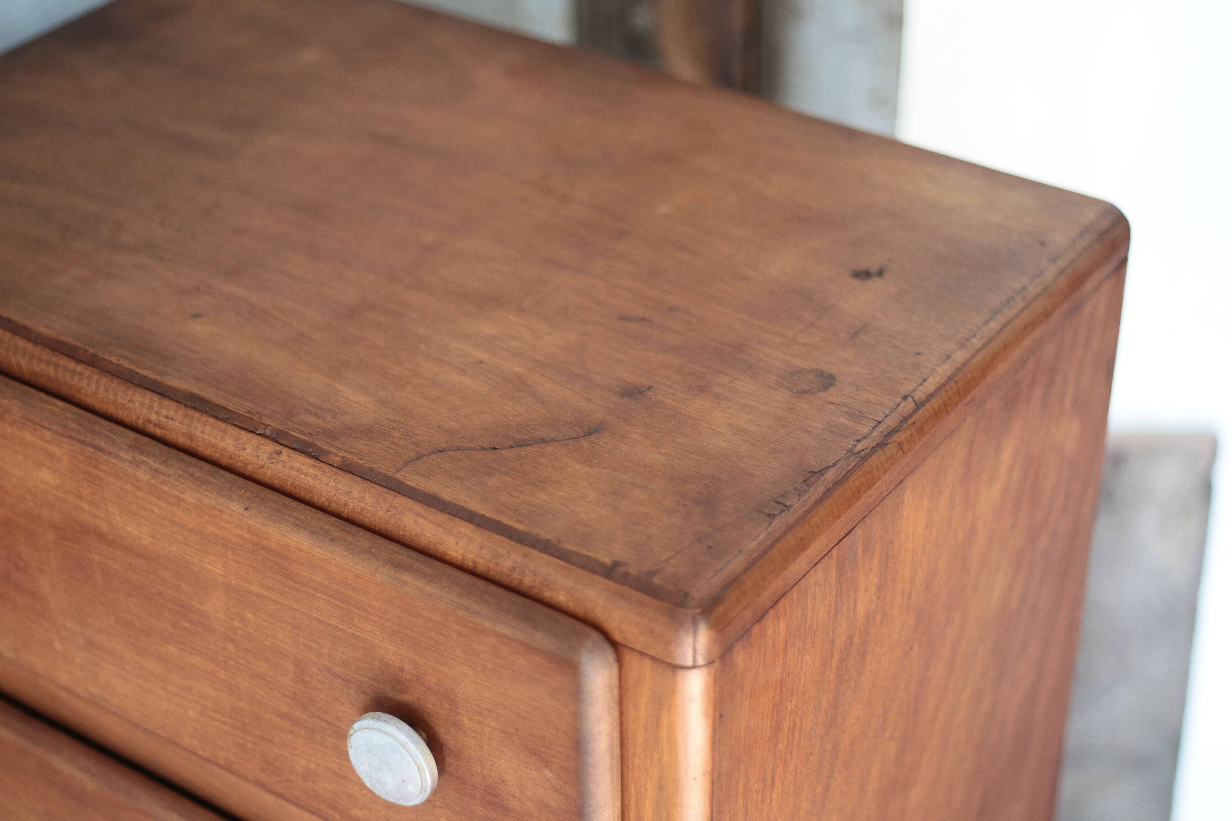 Vintage drawer unit, Art Deco wooden furniture, chest of drawers, tallboy.