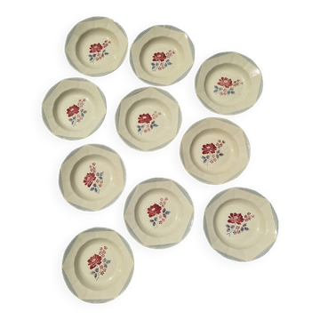 Set of 10 Deep Plates Model Josiane Sarreguemines Manufacture