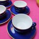Service of 6 cups and saucers in cobalt blue with gold trim - Mitterteich